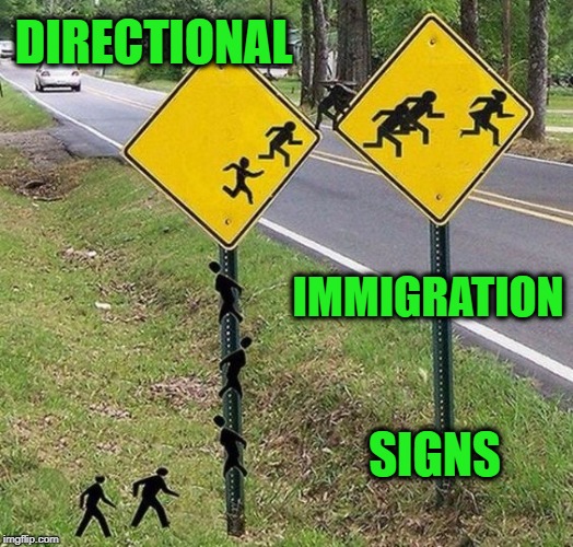 Directional signs | DIRECTIONAL; IMMIGRATION; SIGNS | image tagged in illegal immigration | made w/ Imgflip meme maker