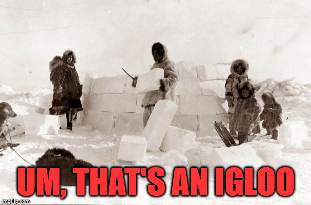 Eskimo | UM, THAT'S AN IGLOO | image tagged in eskimo | made w/ Imgflip meme maker