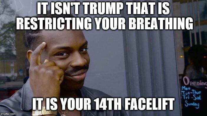 Roll Safe Think About It Meme | IT ISN'T TRUMP THAT IS RESTRICTING YOUR BREATHING IT IS YOUR 14TH FACELIFT | image tagged in memes,roll safe think about it | made w/ Imgflip meme maker