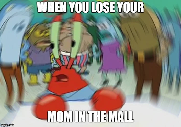 Mr Krabs Blur Meme | WHEN YOU LOSE YOUR; MOM IN THE MALL | image tagged in memes,mr krabs blur meme | made w/ Imgflip meme maker