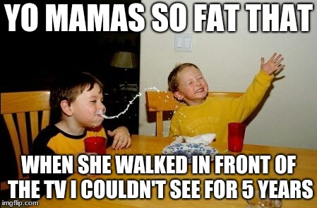 Yo Mamas So Fat | YO MAMAS SO FAT THAT; WHEN SHE WALKED IN FRONT OF THE TV I COULDN'T SEE FOR 5 YEARS | image tagged in memes,yo mamas so fat | made w/ Imgflip meme maker