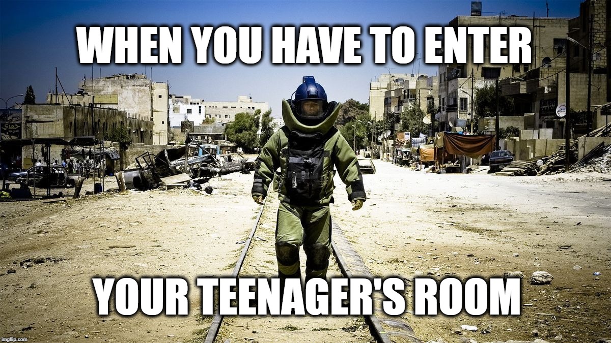 Teenager Rooms Smell and are Gross | WHEN YOU HAVE TO ENTER; YOUR TEENAGER'S ROOM | image tagged in parenting,teenagers | made w/ Imgflip meme maker