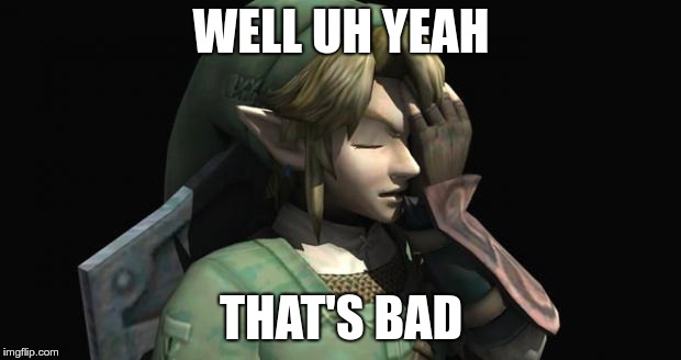Link Facepalm | WELL UH YEAH THAT'S BAD | image tagged in link facepalm | made w/ Imgflip meme maker
