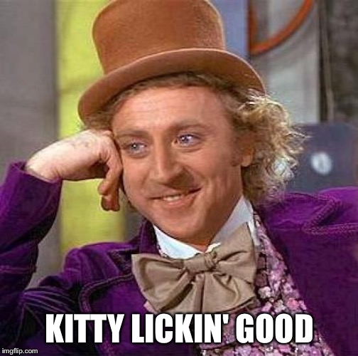 Creepy Condescending Wonka Meme | KITTY LICKIN' GOOD | image tagged in memes,creepy condescending wonka | made w/ Imgflip meme maker