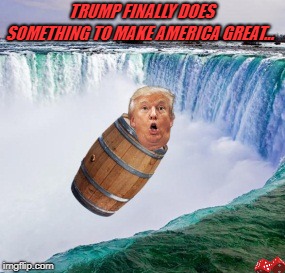 niagra | TRUMP FINALLY DOES SOMETHING TO MAKE AMERICA GREAT... | image tagged in niagra | made w/ Imgflip meme maker