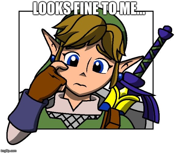 Confused Link | LOOKS FINE TO ME... | image tagged in confused link | made w/ Imgflip meme maker