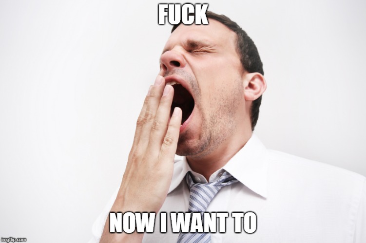 yawn | F**K NOW I WANT TO | image tagged in yawn | made w/ Imgflip meme maker