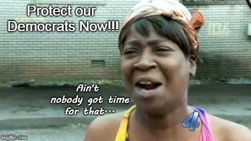 Protection... | Protect our Democrats Now!!! Ain't nobody got time for that... | image tagged in aint nobody got time for that,protect,our democrats | made w/ Imgflip meme maker