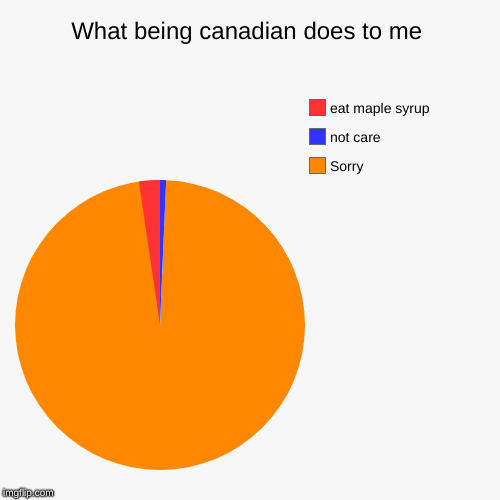 What being canadian does to me | Sorry, not care, eat maple syrup | image tagged in funny,pie charts | made w/ Imgflip chart maker