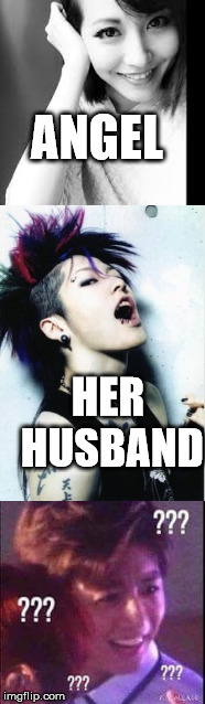 ANGEL; HER HUSBAND | image tagged in funny | made w/ Imgflip meme maker