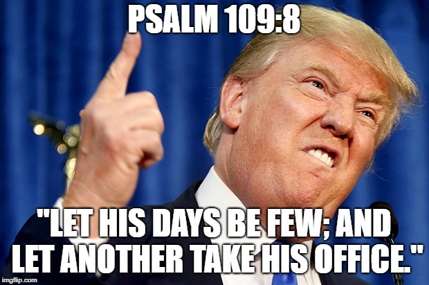 pray for the president | PSALM 109:8; "LET HIS DAYS BE FEW; AND LET ANOTHER TAKE HIS OFFICE." | image tagged in trump,let his days be few,bible,usa,america,politics | made w/ Imgflip meme maker