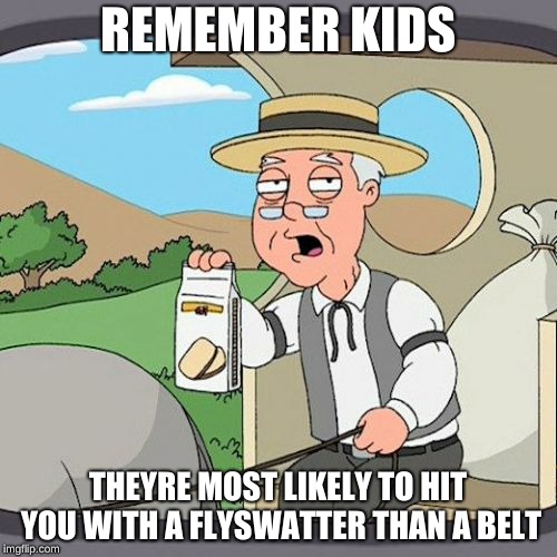 Pepperidge Farm Remembers | REMEMBER KIDS; THEYRE MOST LIKELY TO HIT YOU WITH A FLYSWATTER THAN A BELT | image tagged in memes,pepperidge farm remembers | made w/ Imgflip meme maker