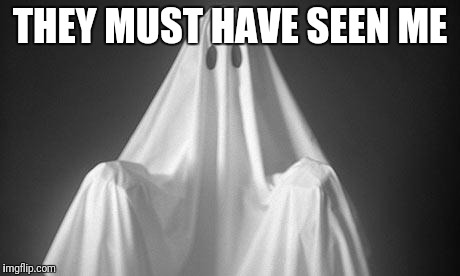 THEY MUST HAVE SEEN ME | image tagged in ghost | made w/ Imgflip meme maker