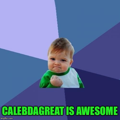 Success Kid Meme | CALEBDAGREAT IS AWESOME | image tagged in memes,success kid | made w/ Imgflip meme maker