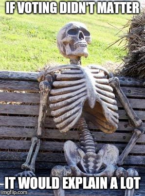Waiting Skeleton Meme | IF VOTING DIDN'T MATTER IT WOULD EXPLAIN A LOT | image tagged in memes,waiting skeleton | made w/ Imgflip meme maker
