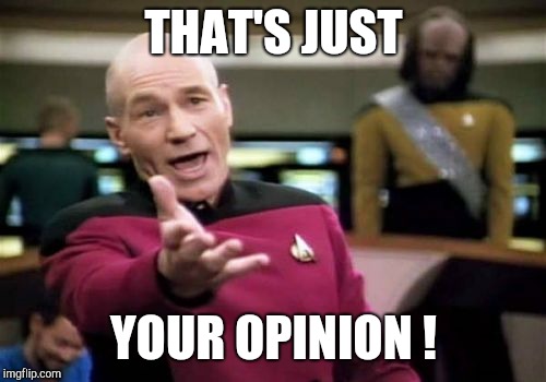 Picard Wtf Meme | THAT'S JUST YOUR OPINION ! | image tagged in memes,picard wtf | made w/ Imgflip meme maker