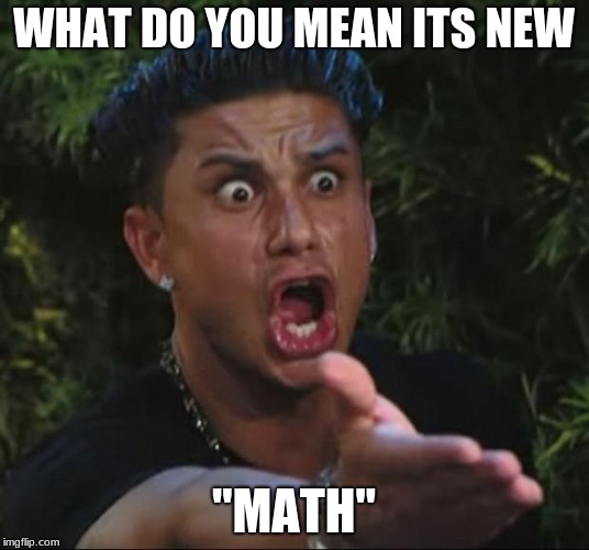 DJ Pauly D | WHAT DO YOU MEAN ITS NEW; "MATH" | image tagged in memes,dj pauly d | made w/ Imgflip meme maker