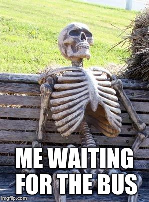 Waiting Skeleton Meme | ME WAITING FOR THE BUS | image tagged in memes,waiting skeleton | made w/ Imgflip meme maker