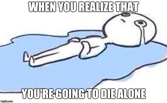 The truth about us | WHEN YOU REALIZE THAT; YOU'RE GOING TO DIE ALONE | image tagged in sad,forever alone | made w/ Imgflip meme maker