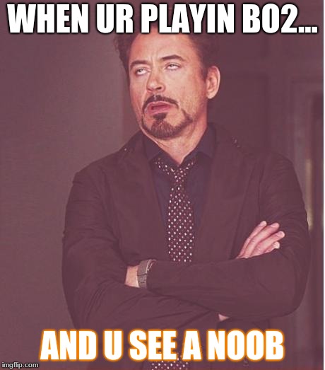 Face You Make Robert Downey Jr | WHEN UR PLAYIN BO2... AND U SEE A NOOB | image tagged in memes,face you make robert downey jr | made w/ Imgflip meme maker