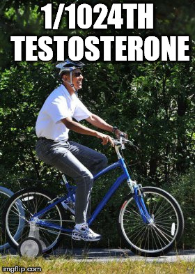 1/1024TH TESTOSTERONE | image tagged in obama on bike | made w/ Imgflip meme maker