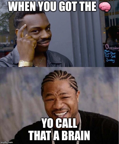 WHEN YOU GOT THE 🧠; YO CALL THAT A BRAIN | image tagged in funny | made w/ Imgflip meme maker