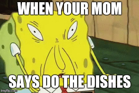 I hate dishes | WHEN YOUR MOM; SAYS DO THE DISHES | image tagged in too funny | made w/ Imgflip meme maker