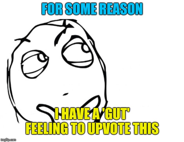 hmmm | FOR SOME REASON I HAVE A 'GUT' FEELING TO UPVOTE THIS | image tagged in hmmm | made w/ Imgflip meme maker