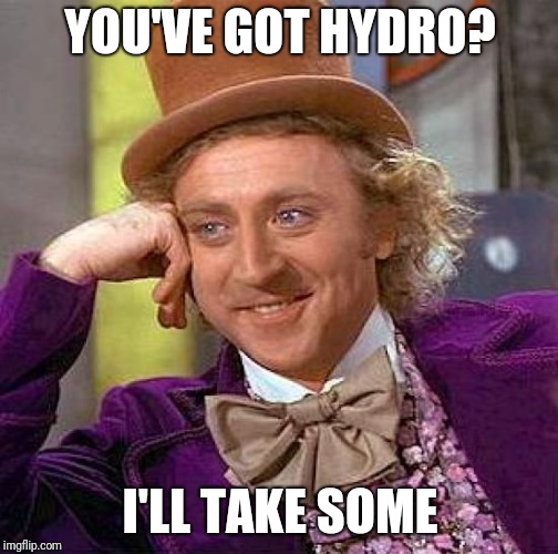 Creepy Condescending Wonka Meme | YOU'VE GOT HYDRO? I'LL TAKE SOME | image tagged in memes,creepy condescending wonka | made w/ Imgflip meme maker