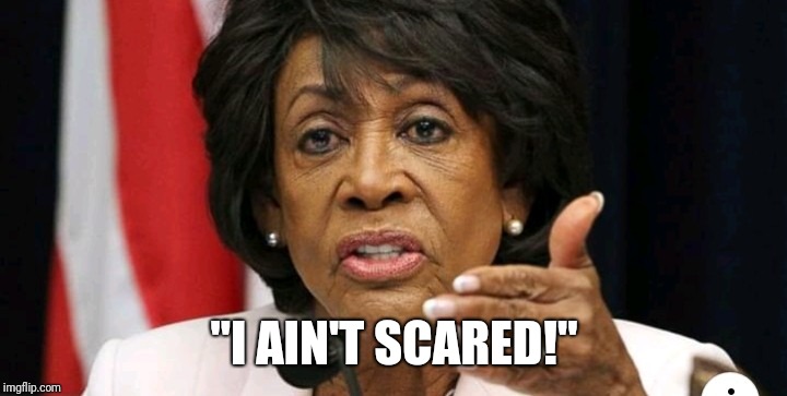 "I AIN'T SCARED!" | image tagged in maxine waters | made w/ Imgflip meme maker