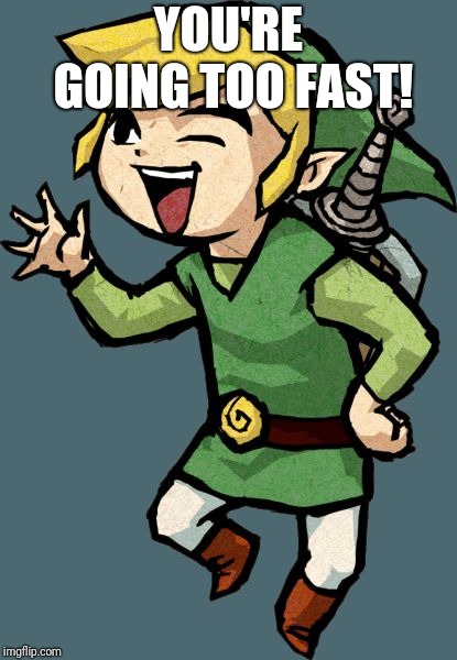Link Laughing | YOU'RE GOING TOO FAST! | image tagged in link laughing | made w/ Imgflip meme maker