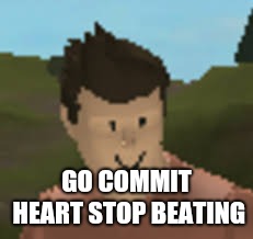 Roblox Anthro | GO COMMIT HEART STOP BEATING | image tagged in roblox anthro | made w/ Imgflip meme maker