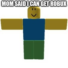 tpose noob | MOM SAID I CAN GET ROBUX | image tagged in tpose noob | made w/ Imgflip meme maker