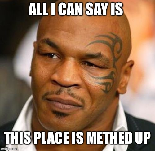 Disappointed Tyson | ALL I CAN SAY IS; THIS PLACE IS METHED UP | image tagged in memes,disappointed tyson | made w/ Imgflip meme maker