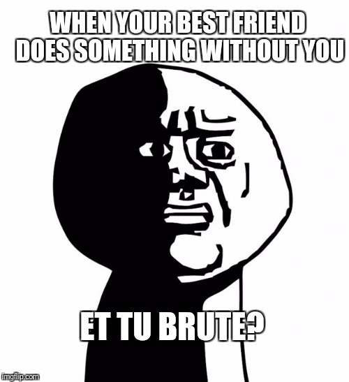 Oh god why | WHEN YOUR BEST FRIEND DOES SOMETHING WITHOUT YOU; ET TU BRUTE? | image tagged in oh god why | made w/ Imgflip meme maker