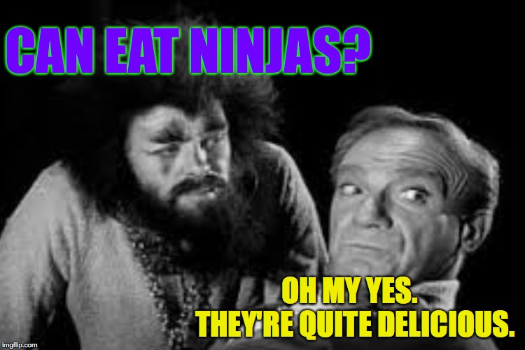 CAN EAT NINJAS? OH MY YES.  THEY'RE QUITE DELICIOUS. | made w/ Imgflip meme maker