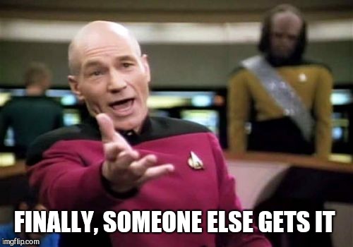 Picard Wtf Meme | FINALLY, SOMEONE ELSE GETS IT | image tagged in memes,picard wtf | made w/ Imgflip meme maker