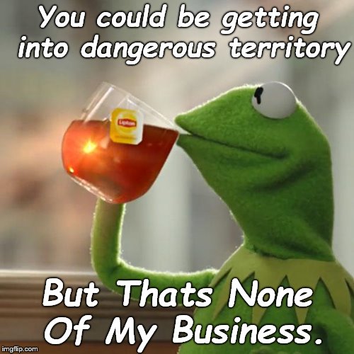 But That's None Of My Business Meme | You could be getting into dangerous territory But Thats None Of My Business. | image tagged in memes,but thats none of my business,kermit the frog | made w/ Imgflip meme maker