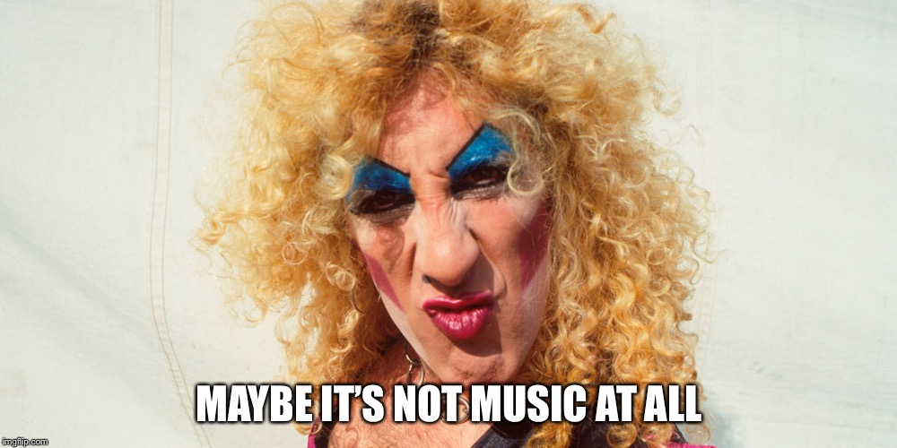 Dee Snider, Twisted Sister | MAYBE IT’S NOT MUSIC AT ALL | image tagged in dee snider twisted sister | made w/ Imgflip meme maker