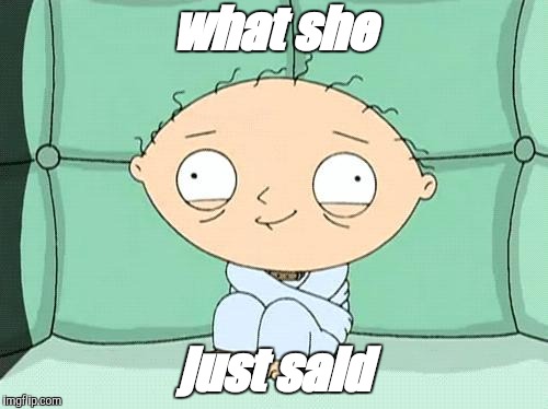 stewie straight jacket | what she just said | image tagged in stewie straight jacket | made w/ Imgflip meme maker
