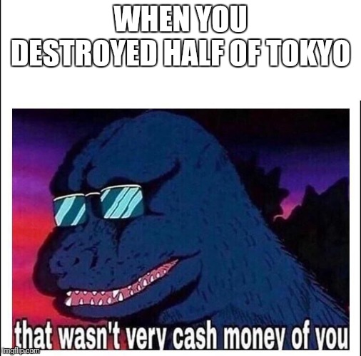 That wasn’t very cash money | WHEN YOU DESTROYED HALF OF TOKYO | image tagged in that wasnt very cash money | made w/ Imgflip meme maker