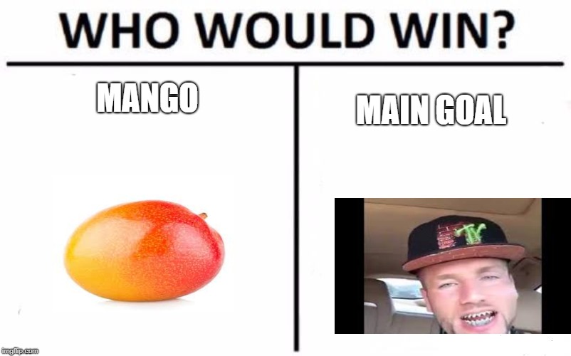 Who Would Win? Meme |  MANGO; MAIN GOAL | image tagged in memes,who would win | made w/ Imgflip meme maker