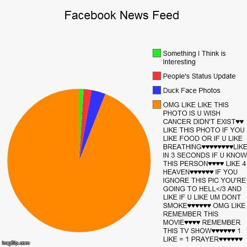 Facebook News Feed | image tagged in funny,pie charts | made w/ Imgflip chart maker