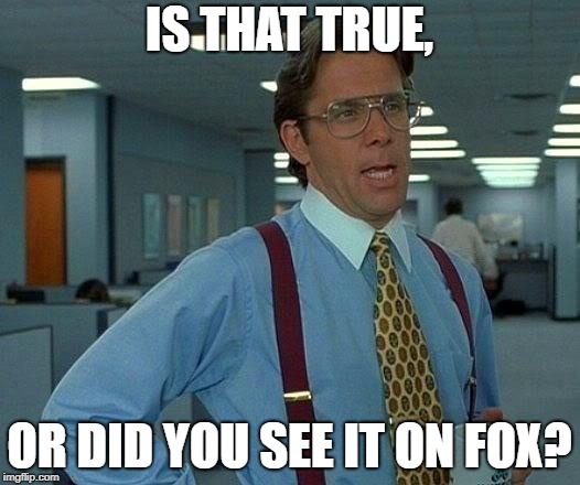 That Would Be Great Meme | IS THAT TRUE, OR DID YOU SEE IT ON FOX? | image tagged in memes,that would be great | made w/ Imgflip meme maker