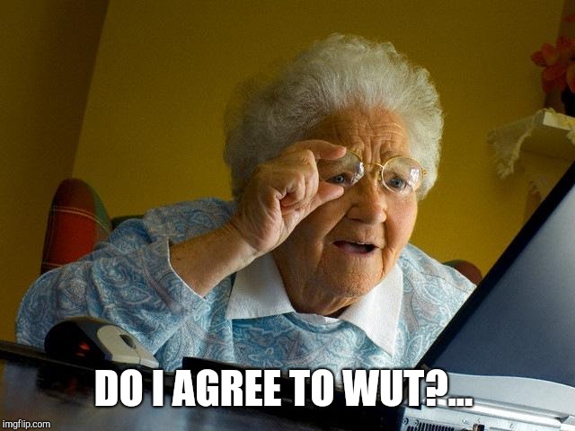 Grandma Finds The Internet Meme | DO I AGREE TO WUT?... | image tagged in memes,grandma finds the internet | made w/ Imgflip meme maker