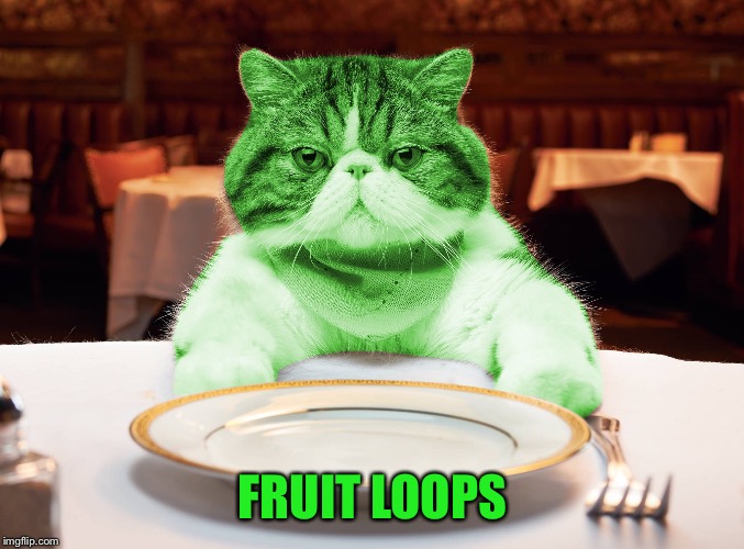 RayCat Hungry | FRUIT LOOPS | image tagged in raycat hungry | made w/ Imgflip meme maker