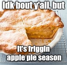 It's fall here, idc if it's not where you are now, apple pie season is everyday. | Idk bout y'all, but; It's friggin apple pie season | image tagged in autumn | made w/ Imgflip meme maker