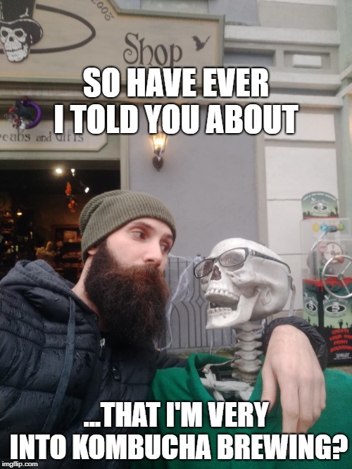 Bearded guy | SO HAVE EVER I TOLD YOU ABOUT; ...THAT I'M VERY INTO KOMBUCHA BREWING? | image tagged in bearded guy | made w/ Imgflip meme maker
