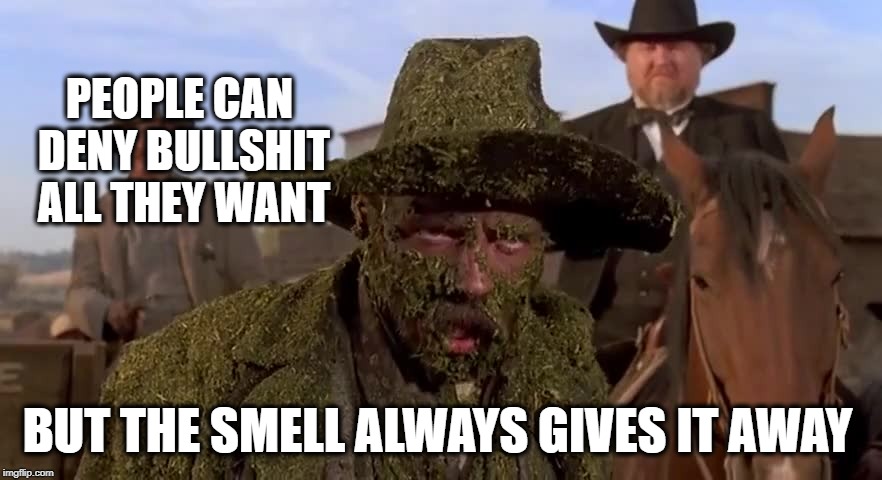 PEOPLE CAN DENY BULLSHIT ALL THEY WANT; BUT THE SMELL ALWAYS GIVES IT AWAY | image tagged in i hate manure,manure,politics,smelly,bad smell,your argument is invalid | made w/ Imgflip meme maker
