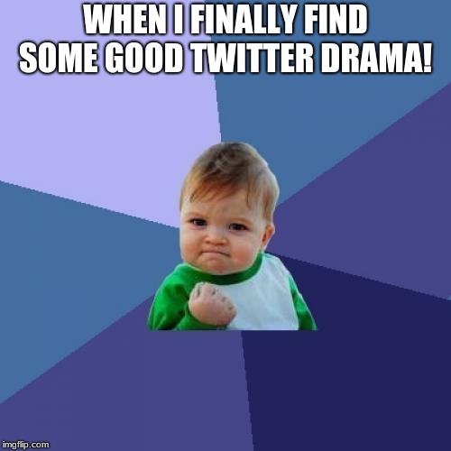 Success Kid | WHEN I FINALLY FIND SOME GOOD TWITTER DRAMA! | image tagged in memes,success kid | made w/ Imgflip meme maker